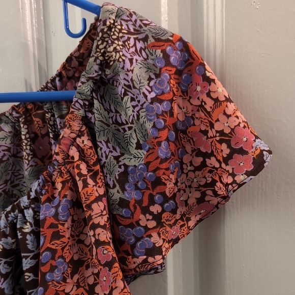 Anthropologie: Maeve Ruffled Orange And Brown Blouse - Picture 3 of 8